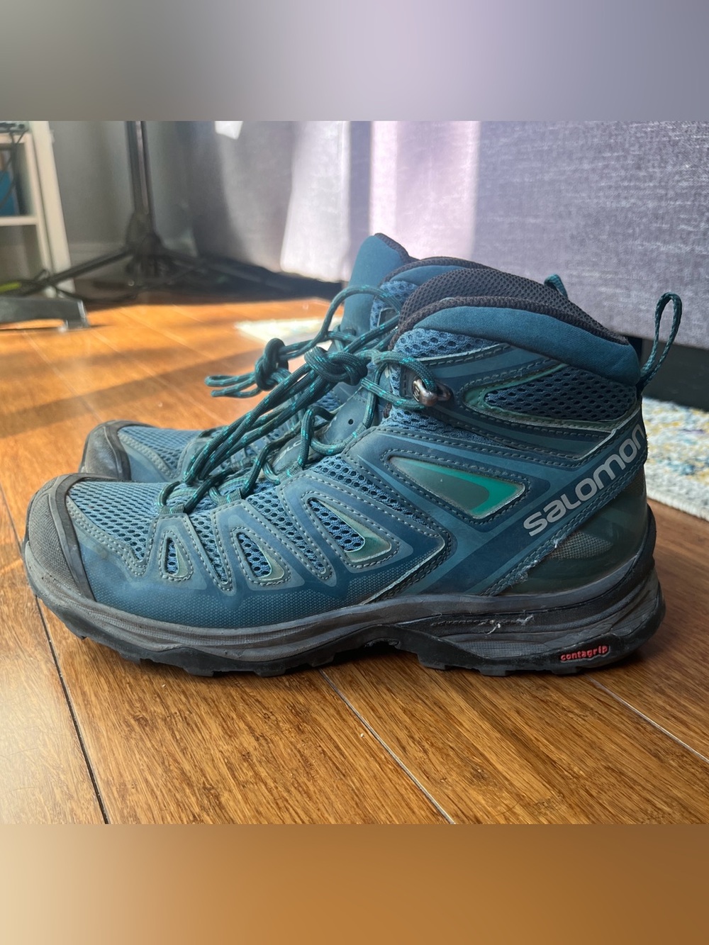 Women's Salomon X Ultra Mid 3 Blue Hiking Boots Size 8 - Picture 3 of 9